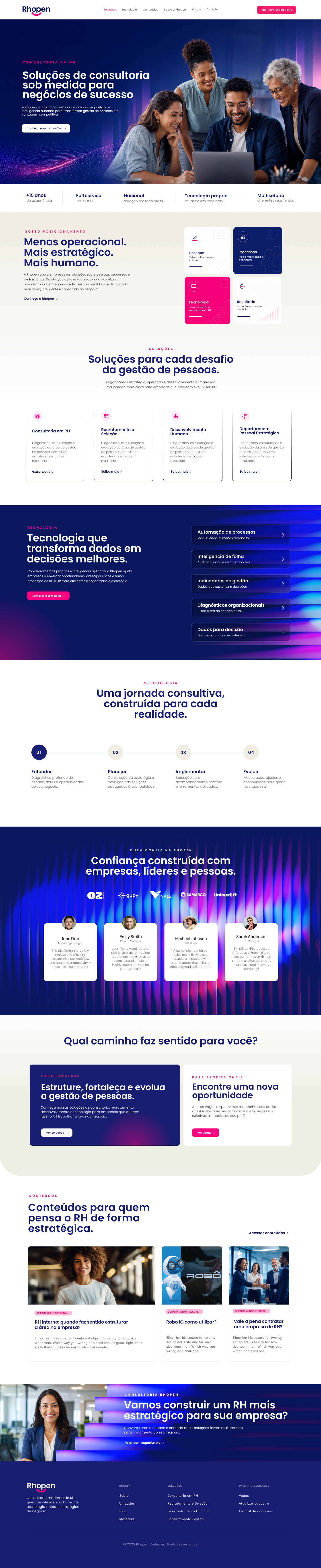 Layout do novo site institucional da Rhopen